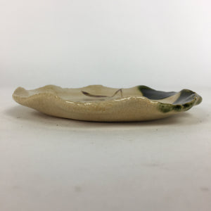 Japanese Ceramic Small Plate Oribe ware Kozara Vtg Round Pottery Bamboo PP620