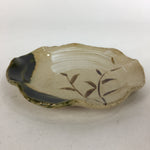 Japanese Ceramic Small Plate Oribe ware Kozara Vtg Round Pottery Bamboo PP621