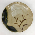 Japanese Ceramic Small Plate Oribe ware Kozara Vtg Round Pottery Bamboo PP621