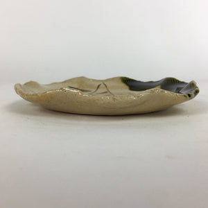 Japanese Ceramic Small Plate Oribe ware Kozara Vtg Round Pottery Bamboo PP623