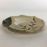 Japanese Ceramic Small Plate Oribe ware Kozara Vtg Round Pottery Bamboo PP624