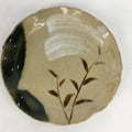 Japanese Ceramic Small Plate Oribe ware Kozara Vtg Round Pottery Bamboo PP626