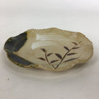 Japanese Ceramic Small Plate Oribe ware Kozara Vtg Round Pottery Bamboo PP627