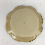 Japanese Ceramic Small Plate Oribe ware Kozara Vtg Round Pottery Bamboo PP627