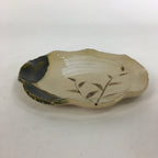 Japanese Ceramic Small Plate Oribe ware Kozara Vtg Round Pottery Bamboo PP629