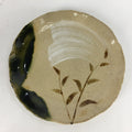 Japanese Ceramic Small Plate Oribe ware Kozara Vtg Round Pottery Bamboo PP629