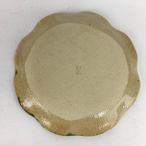 Japanese Ceramic Small Plate Oribe ware Kozara Vtg Round Pottery Bamboo PP630