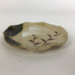 Japanese Ceramic Small Plate Oribe ware Kozara Vtg Round Pottery Bamboo PP631