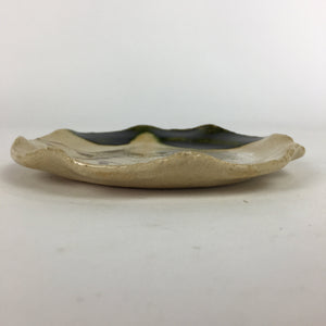 Japanese Ceramic Small Plate Oribe ware Kozara Vtg Round Pottery Bamboo PP632