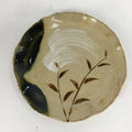Japanese Ceramic Small Plate Oribe ware Kozara Vtg Round Pottery Bamboo PP632
