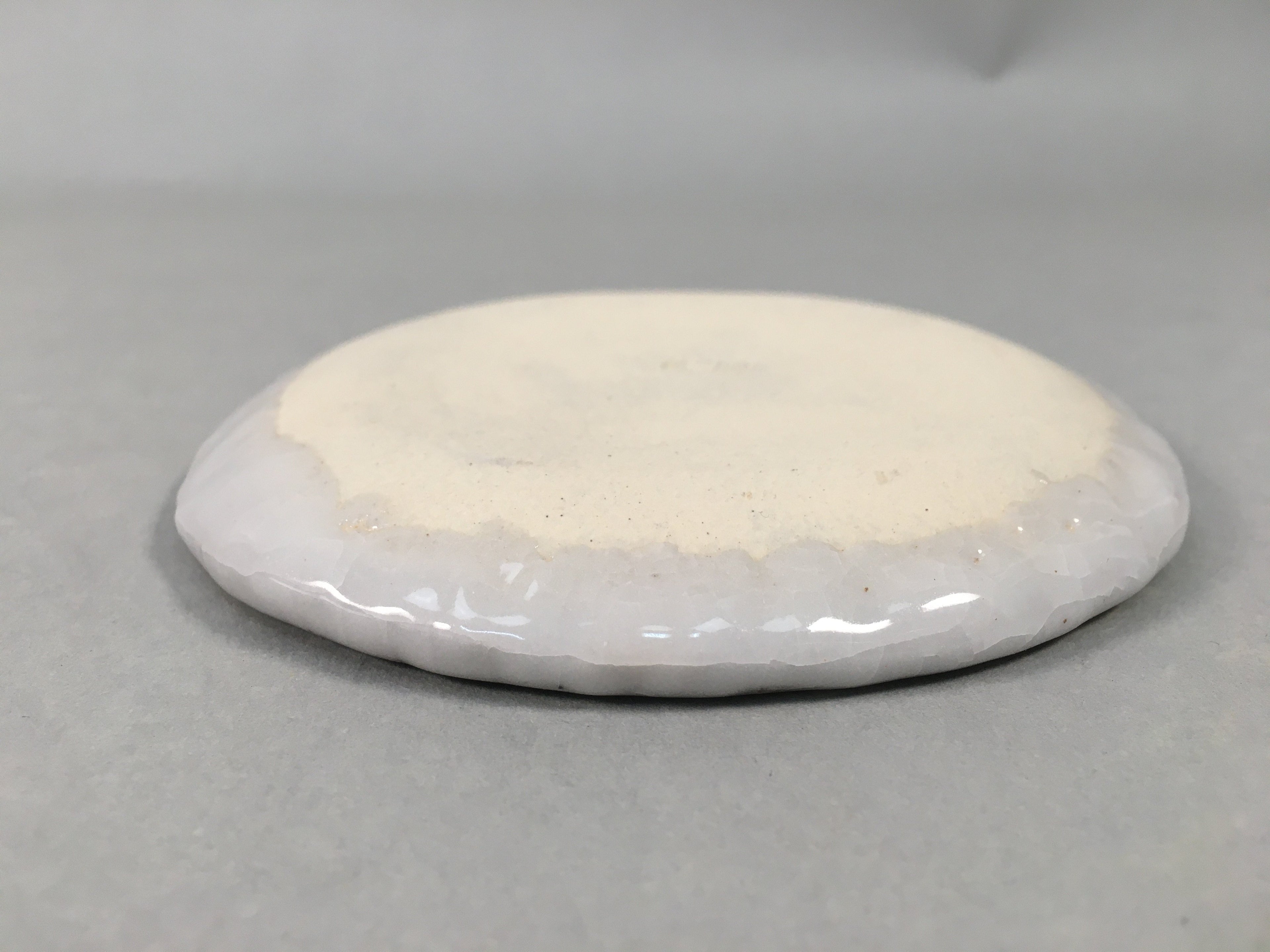 Japanese Ceramic Small Plate Shino Kozara Vtg Round Pottery White Gray PP446
