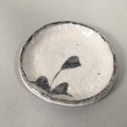 Japanese Ceramic Small Plate Shino Kozara Vtg Round Pottery White Gray PP446