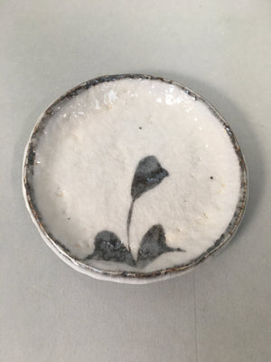 Japanese Ceramic Small Plate Shino Kozara Vtg Round Pottery White Gray PP446