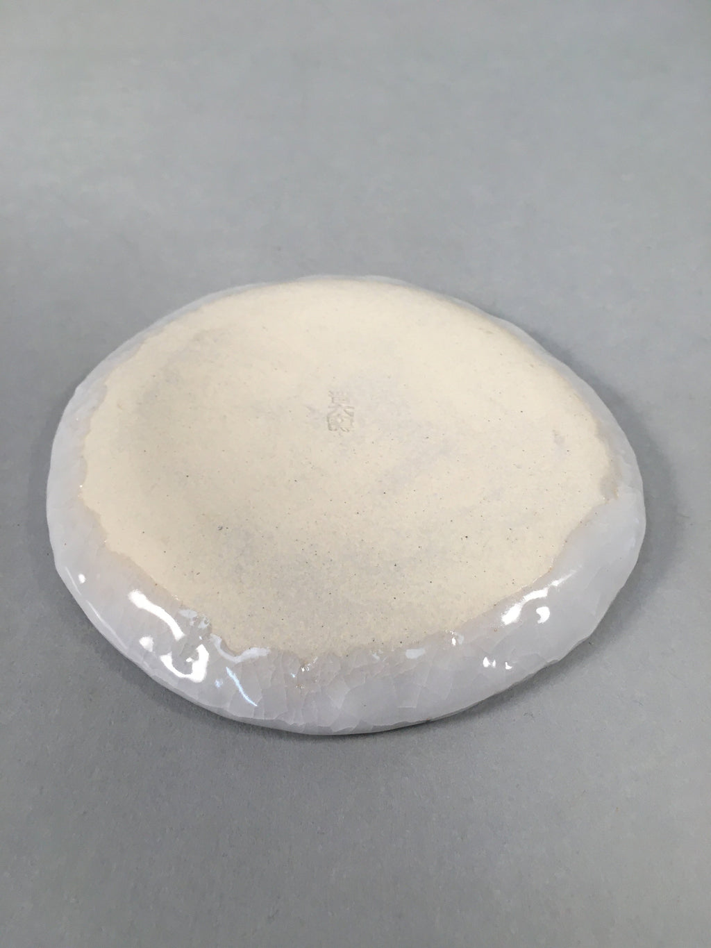 Japanese Ceramic Small Plate Shino Kozara Vtg Round Pottery White Gray PP446
