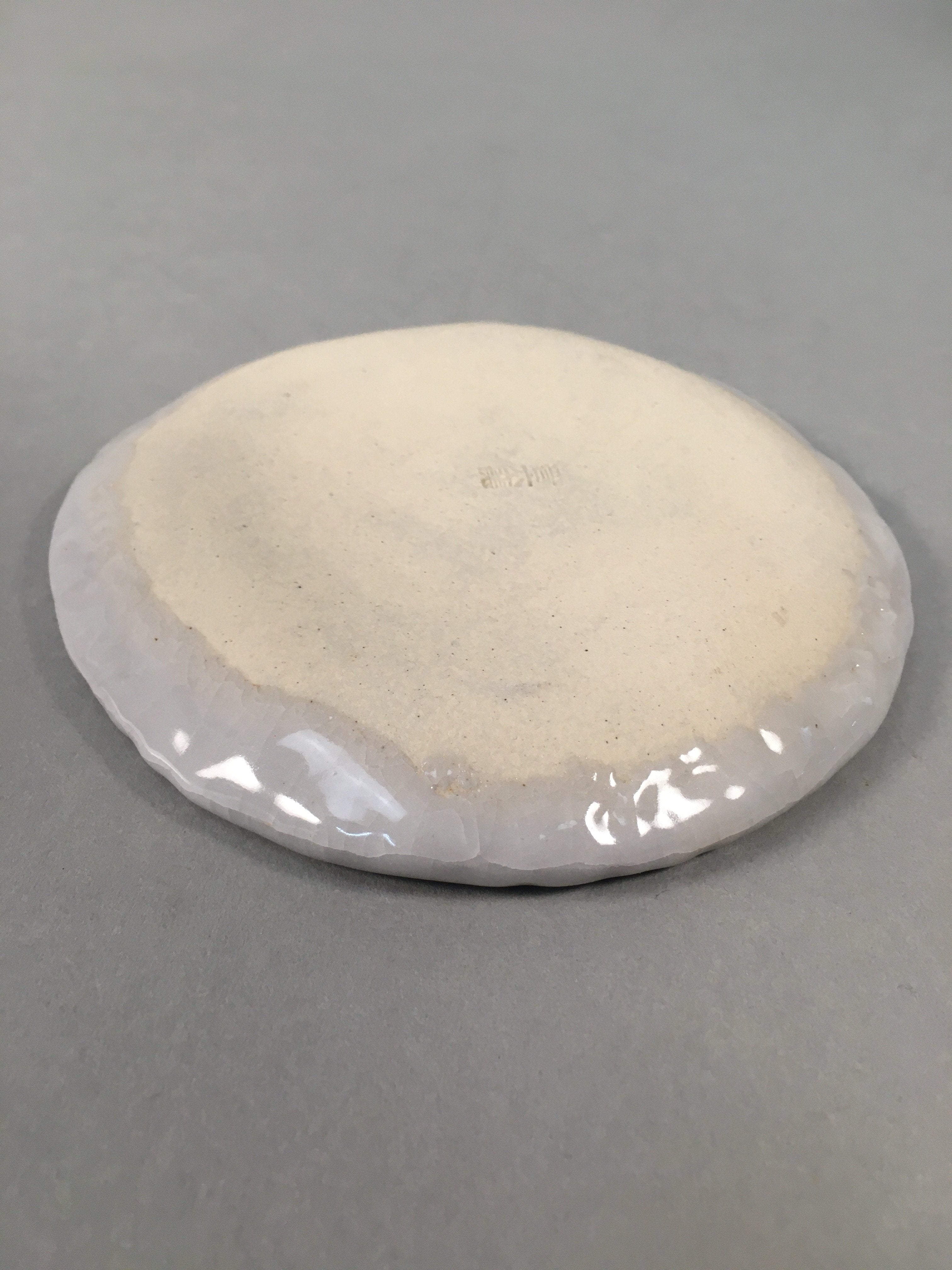 Japanese Ceramic Small Plate Shino Kozara Vtg Round Pottery White Gray PP446