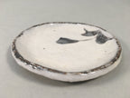 Japanese Ceramic Small Plate Shino Kozara Vtg Round Pottery White Gray PP446
