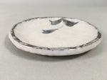 Japanese Ceramic Small Plate Shino Kozara Vtg Round Pottery White Gray PP450