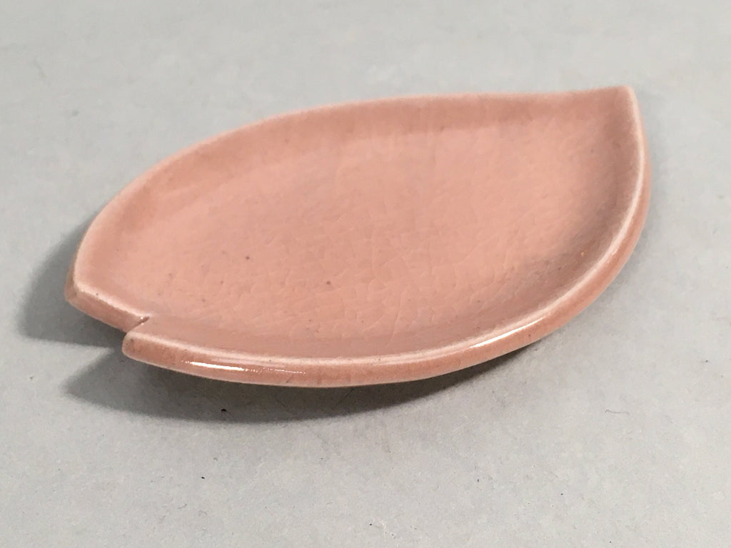 Japanese Ceramic Small Plate Vtg Petal Cherry Blossom Crackle Pink Glaze PP411