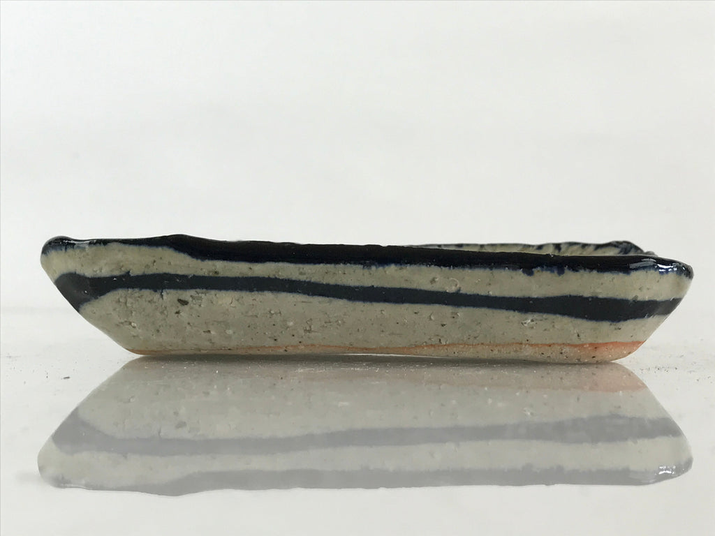 Japanese Ceramic Small Plate Vtg Pottery Yakimono Rectangle Brown Kozara PY268