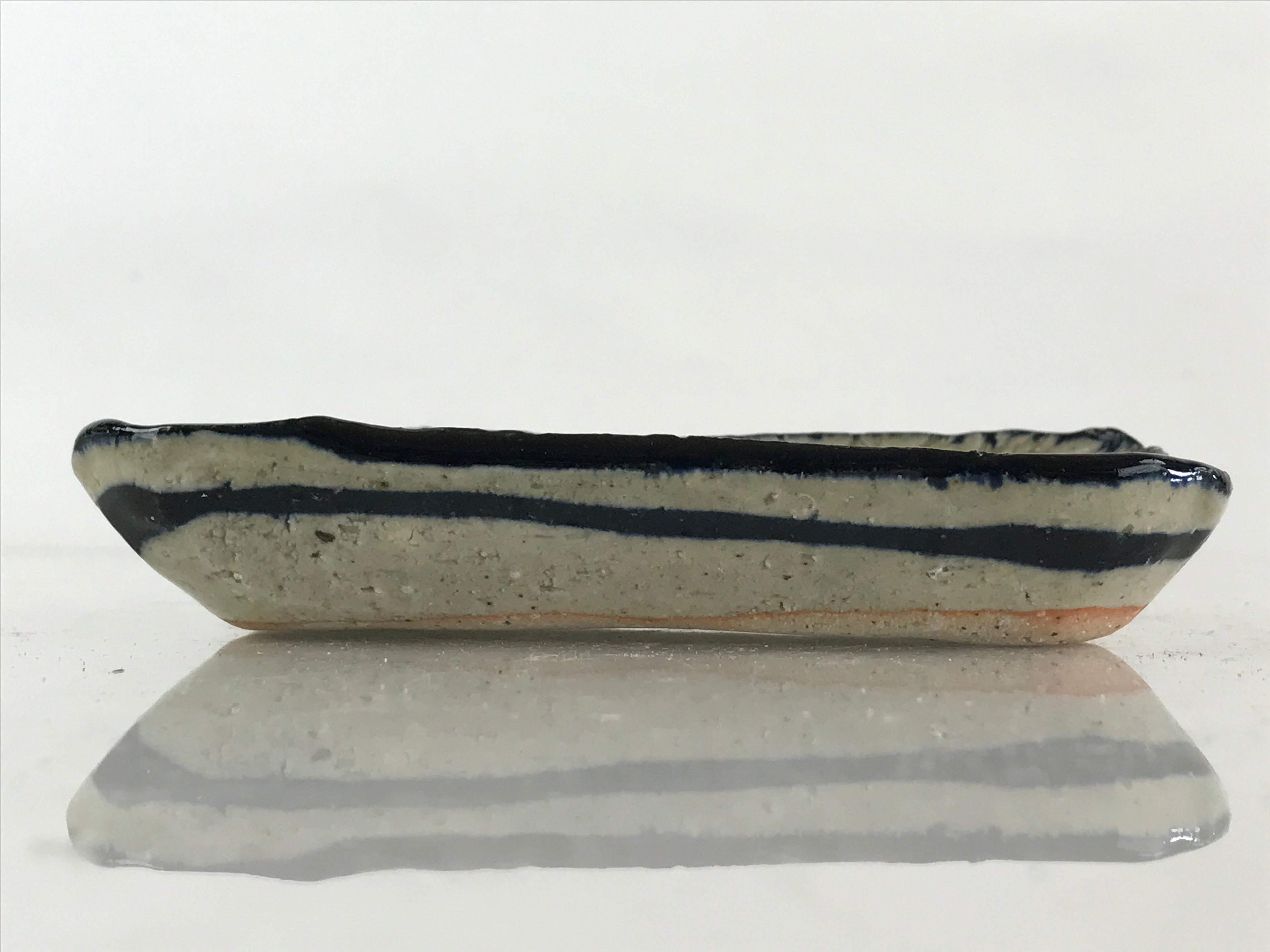 Japanese Ceramic Small Plate Vtg Pottery Yakimono Rectangle Brown Kozara PY268