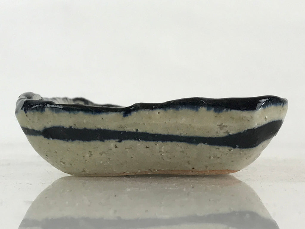 Japanese Ceramic Small Plate Vtg Pottery Yakimono Rectangle Brown Kozara PY268