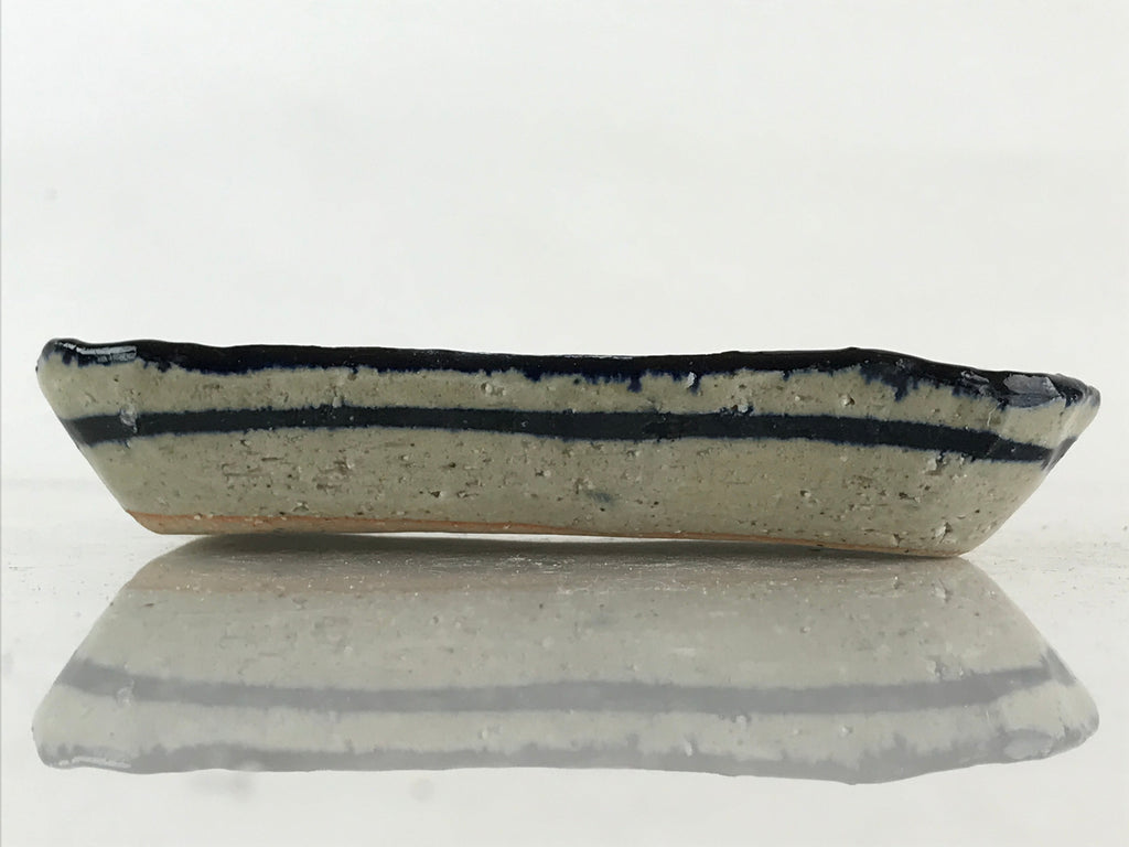 Japanese Ceramic Small Plate Vtg Pottery Yakimono Rectangle Brown Kozara PY268