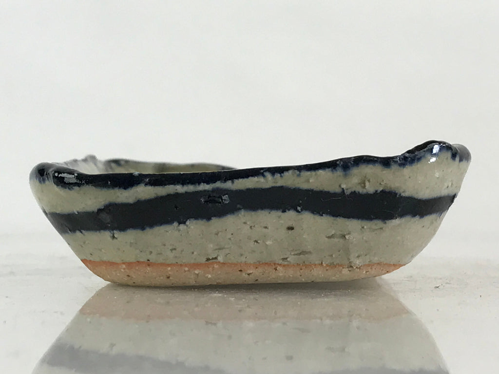 Japanese Ceramic Small Plate Vtg Pottery Yakimono Rectangle Brown Kozara PY268