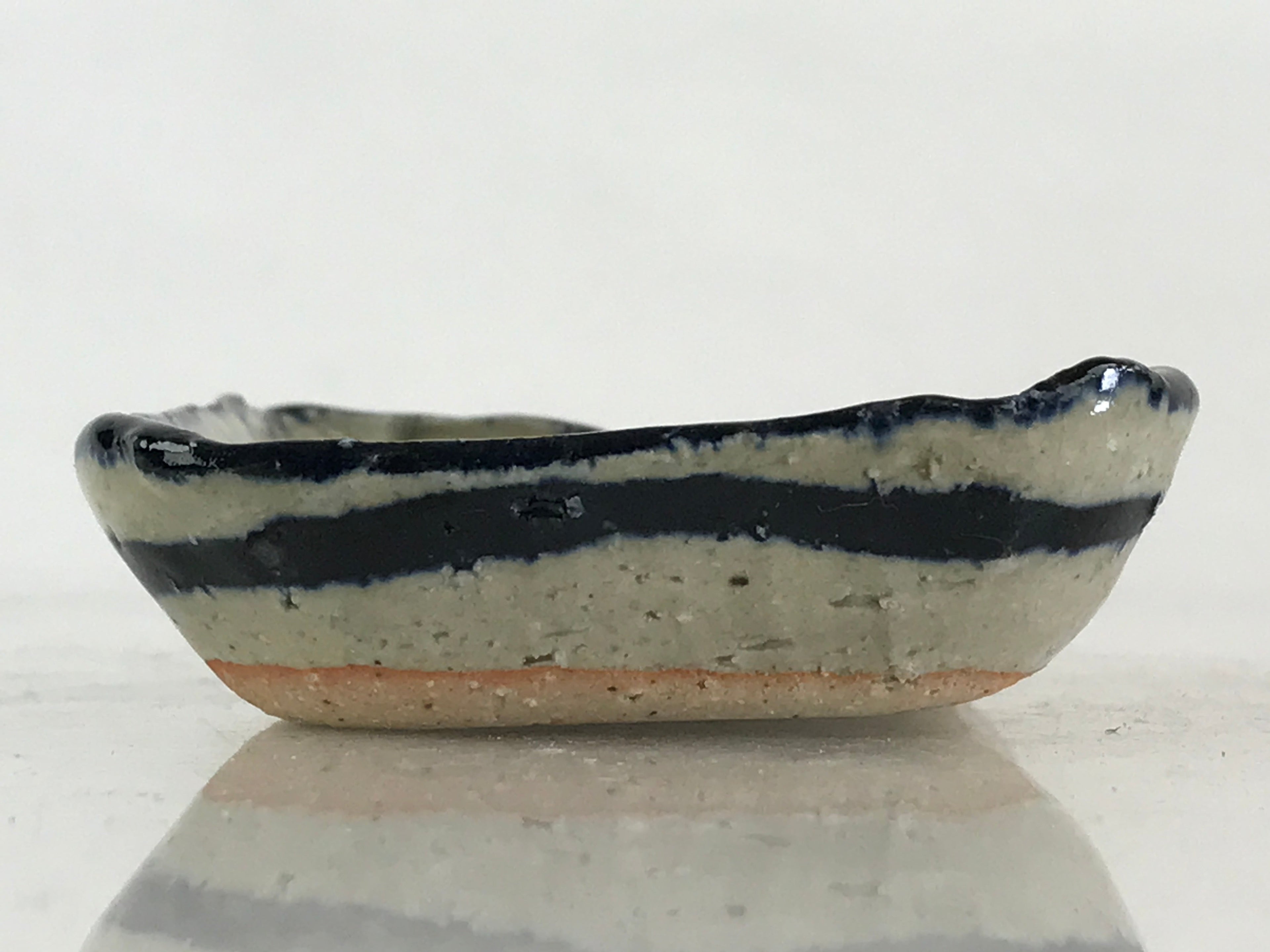 Japanese Ceramic Small Plate Vtg Pottery Yakimono Rectangle Brown Kozara PY268