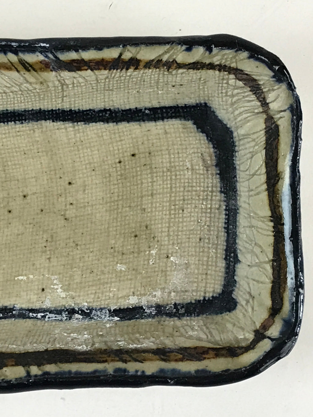 Japanese Ceramic Small Plate Vtg Pottery Yakimono Rectangle Brown Kozara PY268