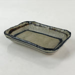 Japanese Ceramic Small Plate Vtg Pottery Yakimono Rectangle Brown Kozara PY268