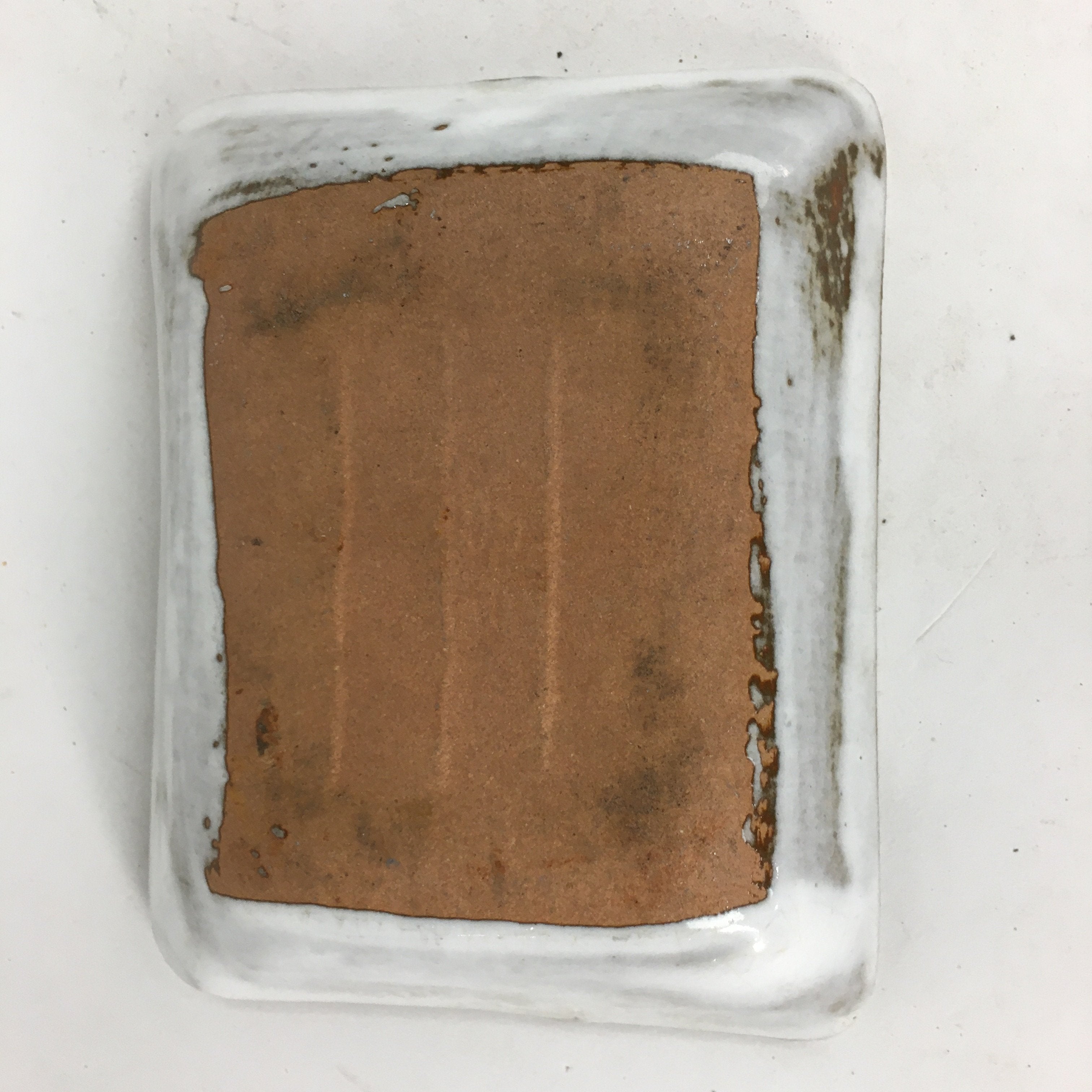 Japanese Ceramic Small Plate Vtg Rectangle Shape Pottery White Glaze Kozara PP64
