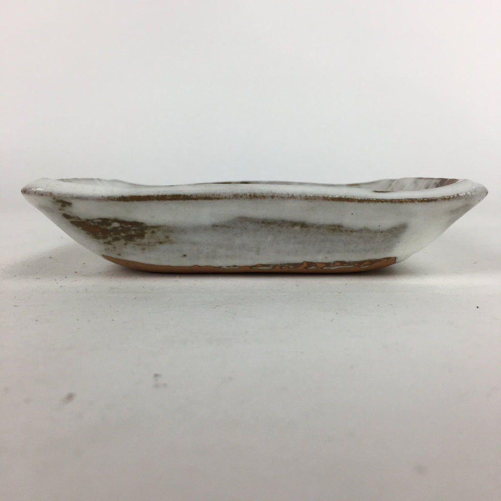 Japanese Ceramic Small Plate Vtg Rectangle Shape Pottery White Glaze Kozara PP64