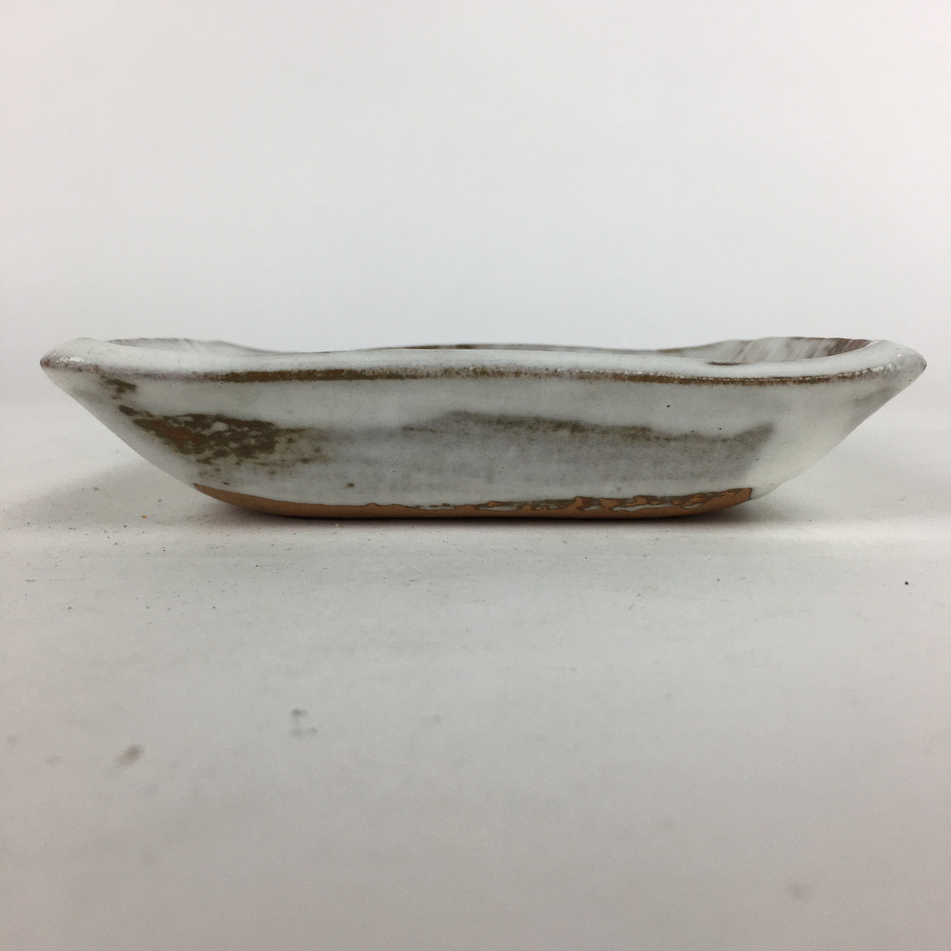 Japanese Ceramic Small Plate Vtg Rectangle Shape Pottery White Glaze Kozara PP64