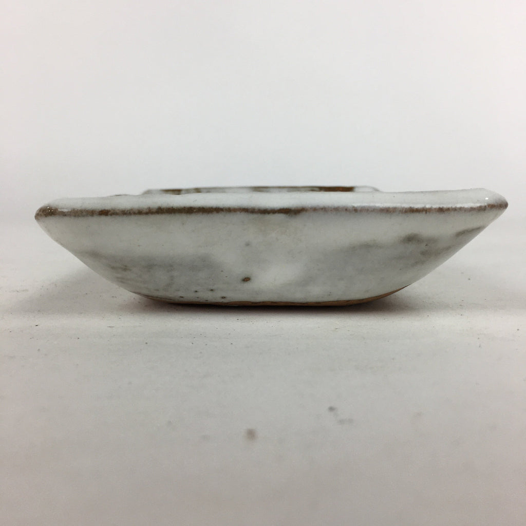 Japanese Ceramic Small Plate Vtg Rectangle Shape Pottery White Glaze Kozara PP64
