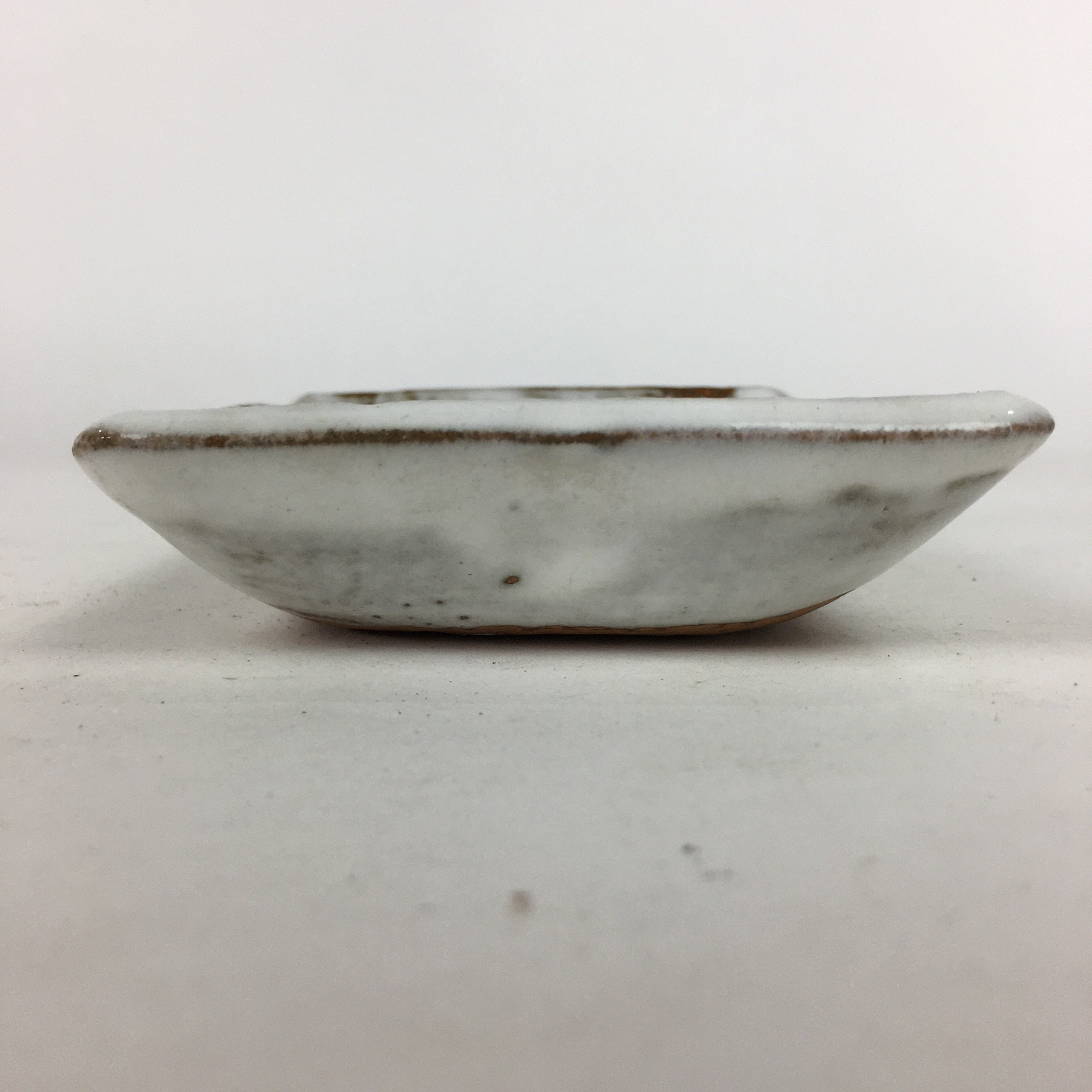 Japanese Ceramic Small Plate Vtg Rectangle Shape Pottery White Glaze Kozara PP64