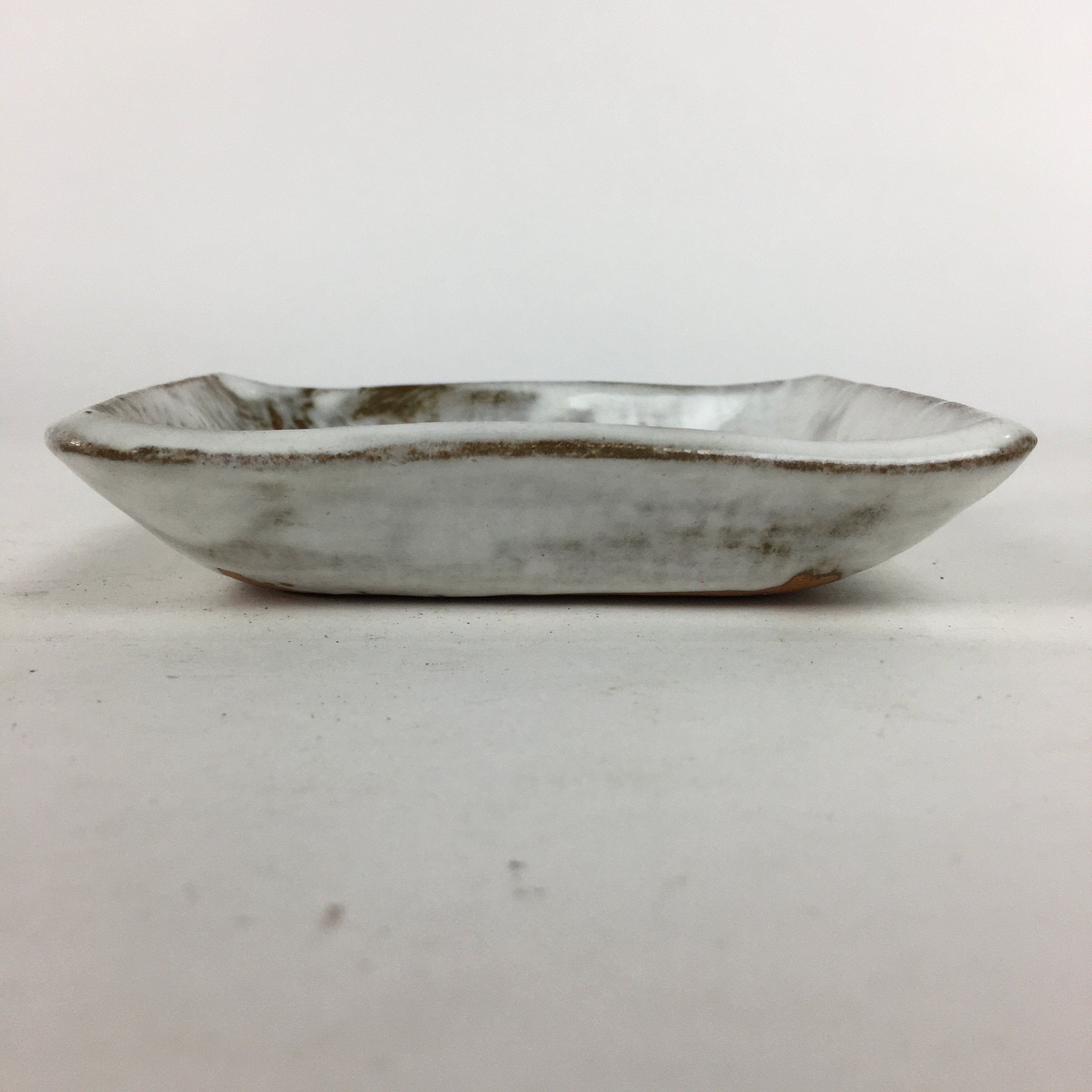 Japanese Ceramic Small Plate Vtg Rectangle Shape Pottery White Glaze Kozara PP64