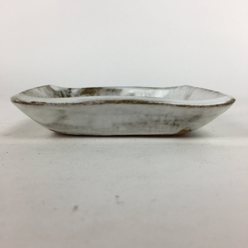 Japanese Ceramic Small Plate Vtg Rectangle Shape Pottery White Glaze Kozara PP64