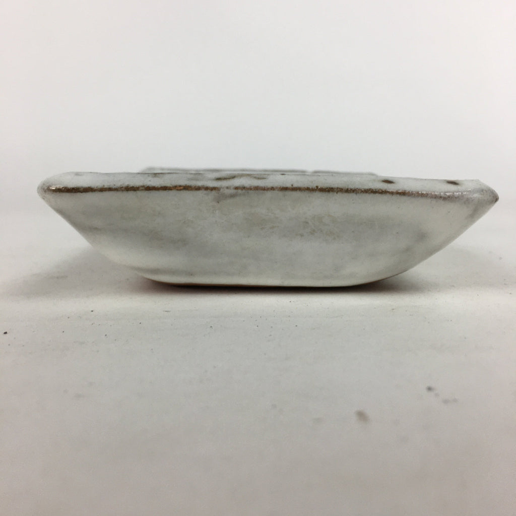 Japanese Ceramic Small Plate Vtg Rectangle Shape Pottery White Glaze Kozara PP64