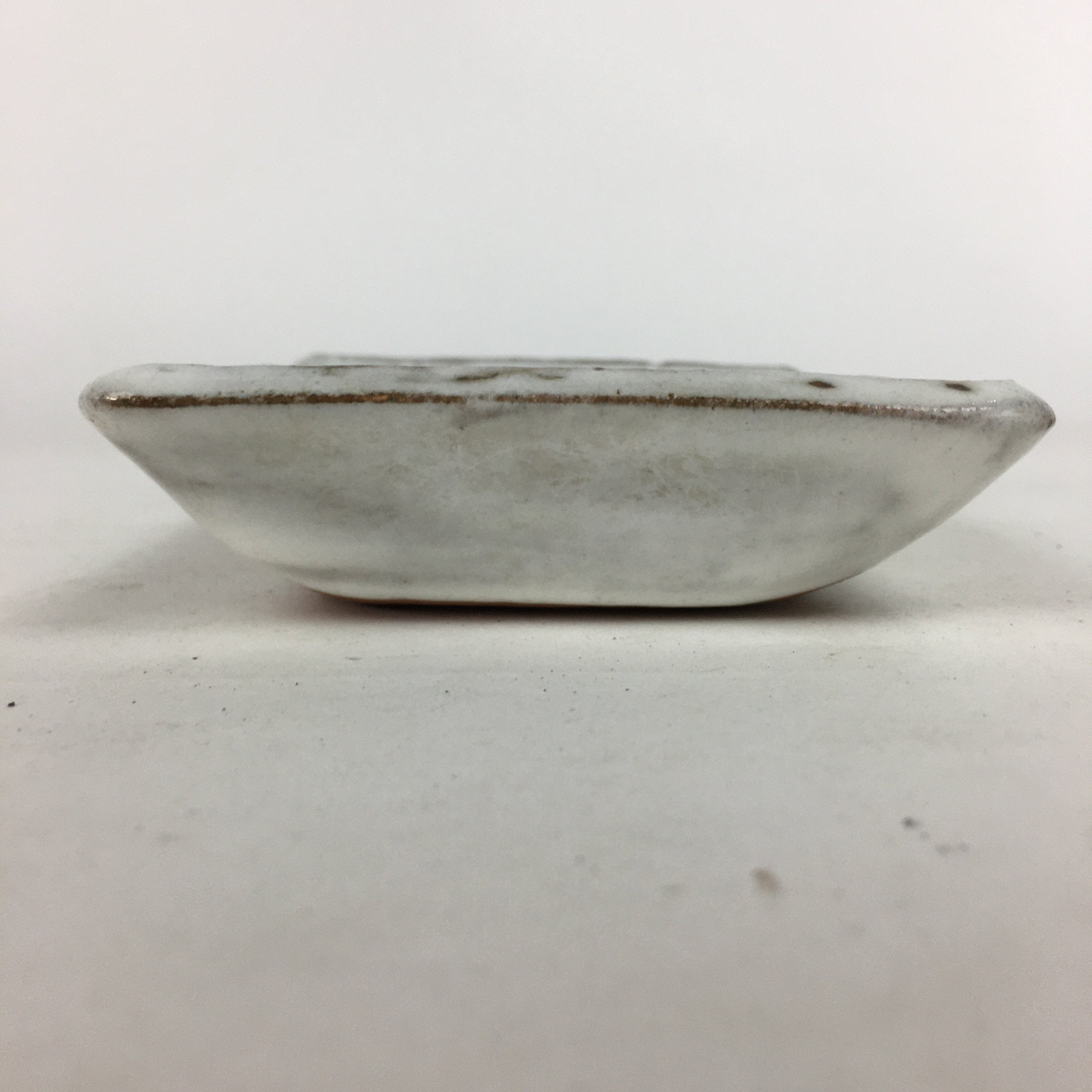 Japanese Ceramic Small Plate Vtg Rectangle Shape Pottery White Glaze Kozara PP64