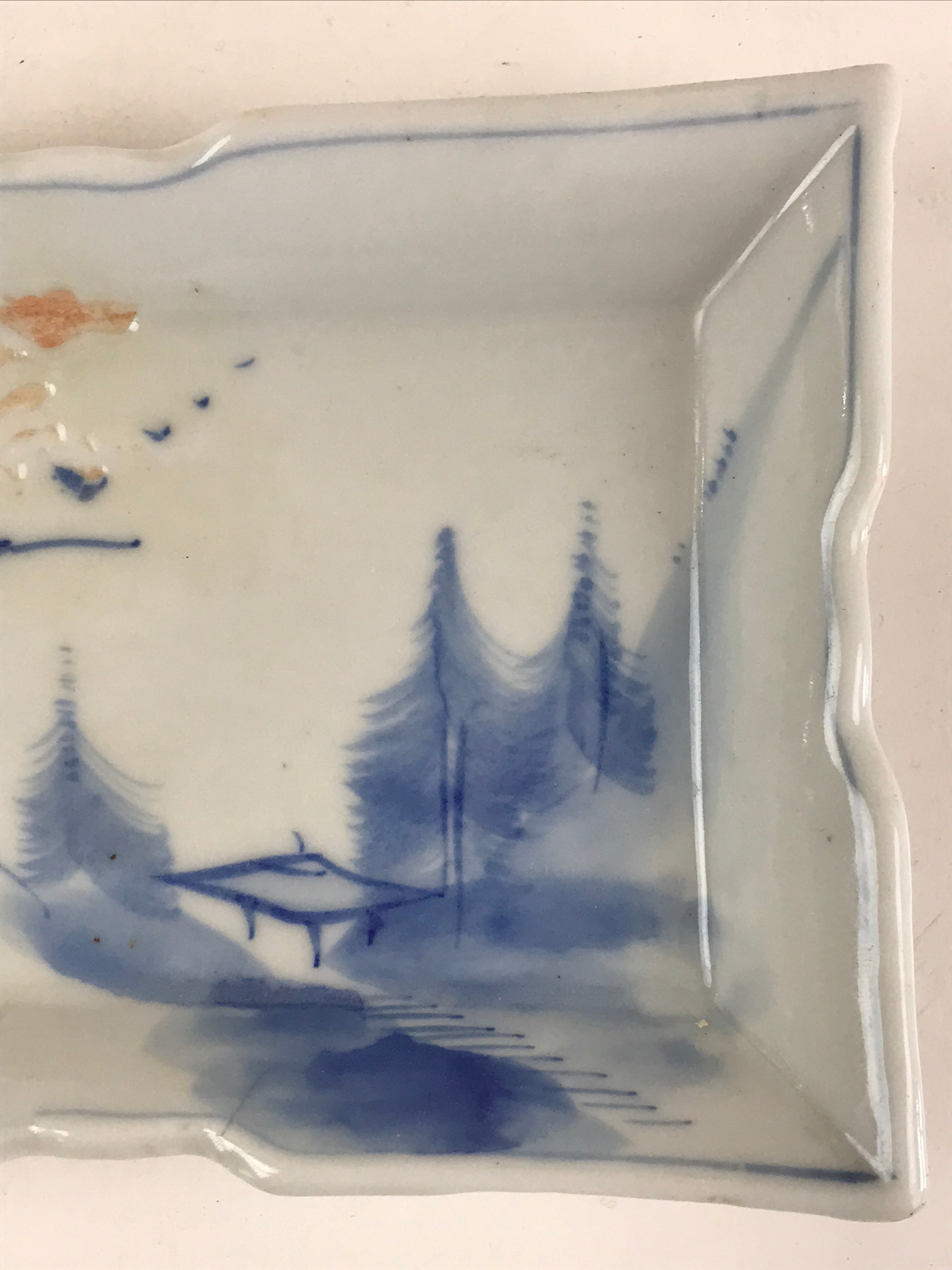 Japanese Ceramic Small Plate Vtg Rectangle Shape Pottery Yakimono Kozara PY265