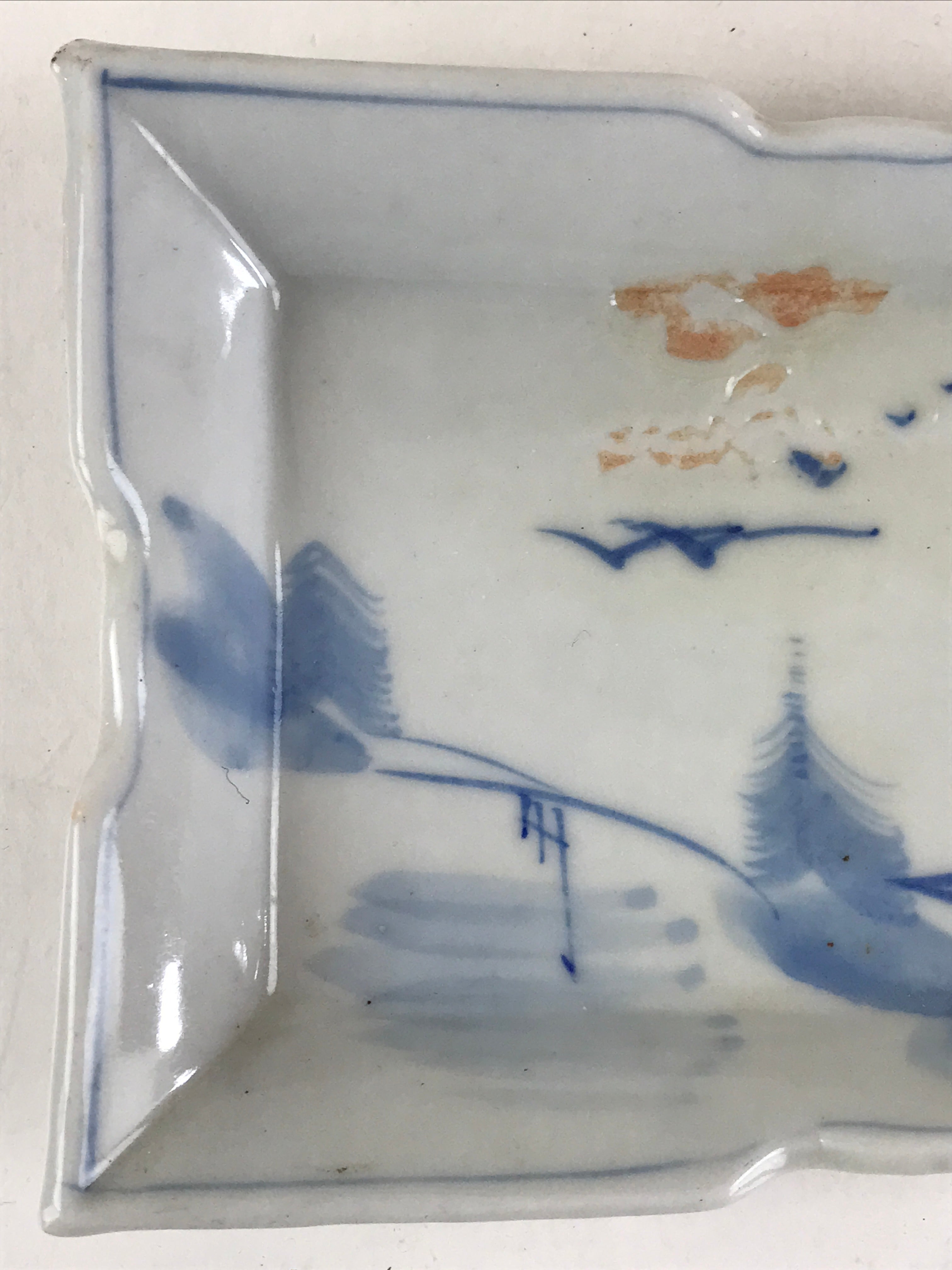 Japanese Ceramic Small Plate Vtg Rectangle Shape Pottery Yakimono Kozara PY265