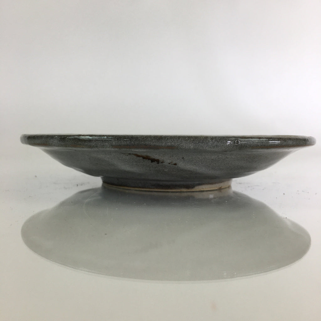 Japanese Ceramic Small Plate Vtg Round Pottery Yakimono Gray Kozara PY102