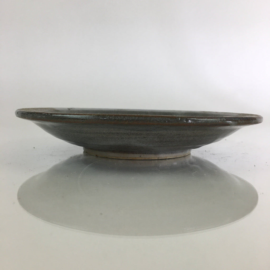Japanese Ceramic Small Plate Vtg Round Pottery Yakimono Gray Kozara PY102