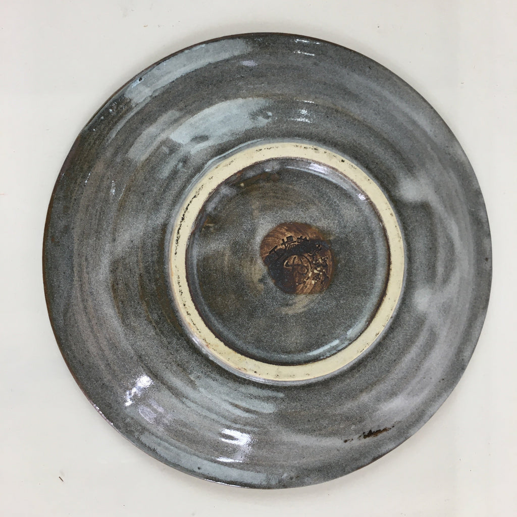 Japanese Ceramic Small Plate Vtg Round Pottery Yakimono Gray Kozara PY102