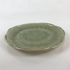 Japanese Ceramic Small Plate Vtg Round Pottery Yakimono Green Glaze Kozara PY259