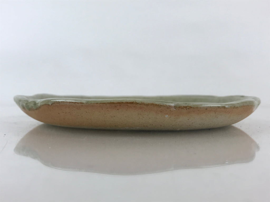 Japanese Ceramic Small Plate Vtg Round Pottery Yakimono Green Glaze Kozara PY259