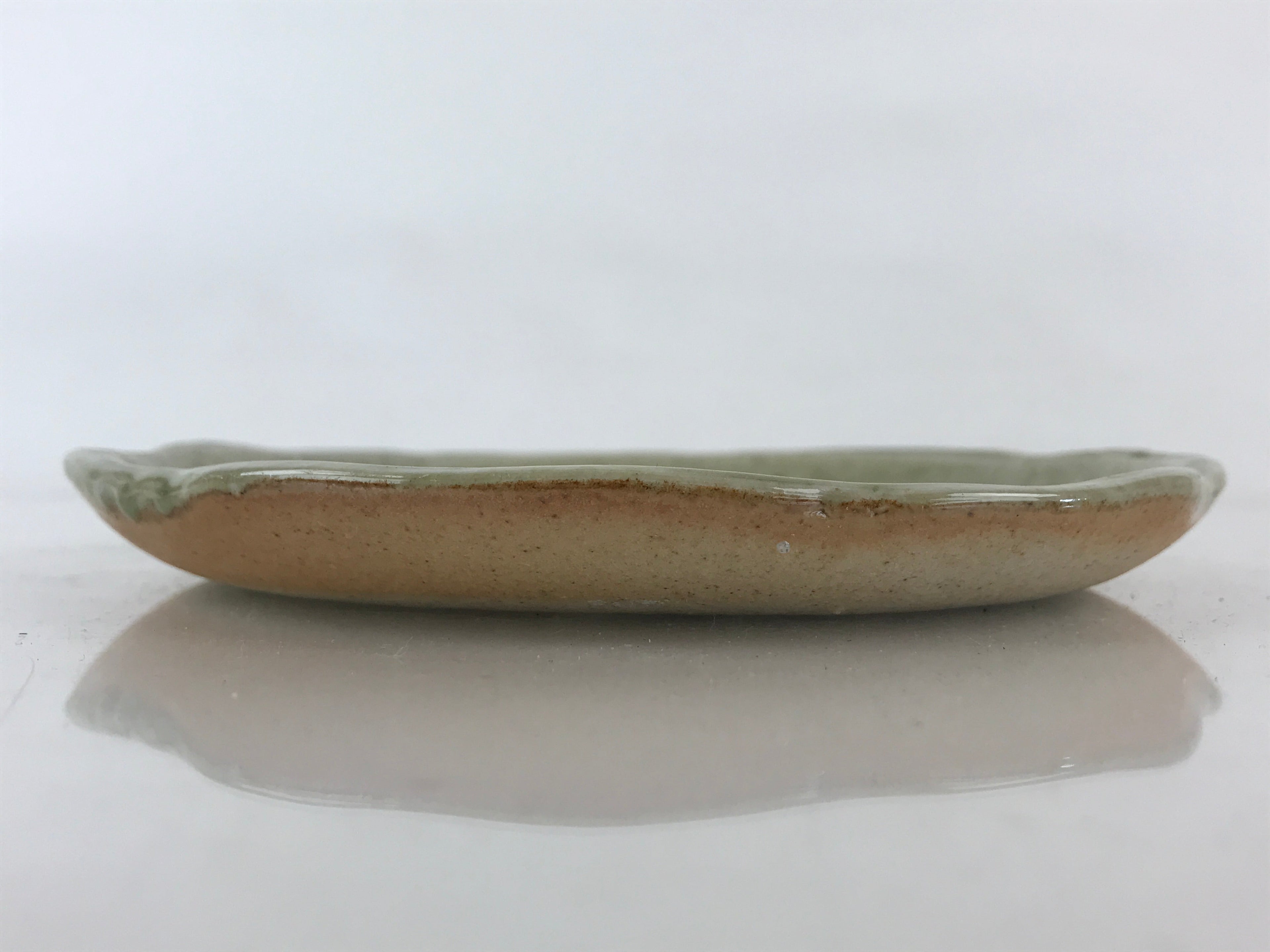 Japanese Ceramic Small Plate Vtg Round Pottery Yakimono Green Glaze Kozara PY259