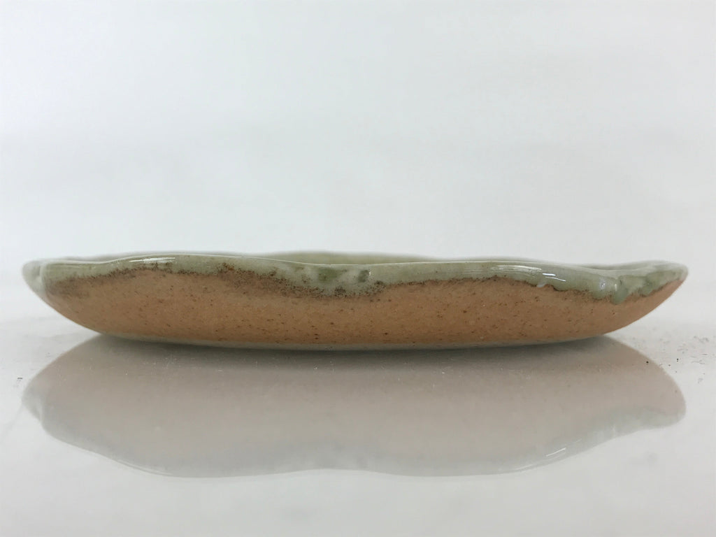 Japanese Ceramic Small Plate Vtg Round Pottery Yakimono Green Glaze Kozara PY259