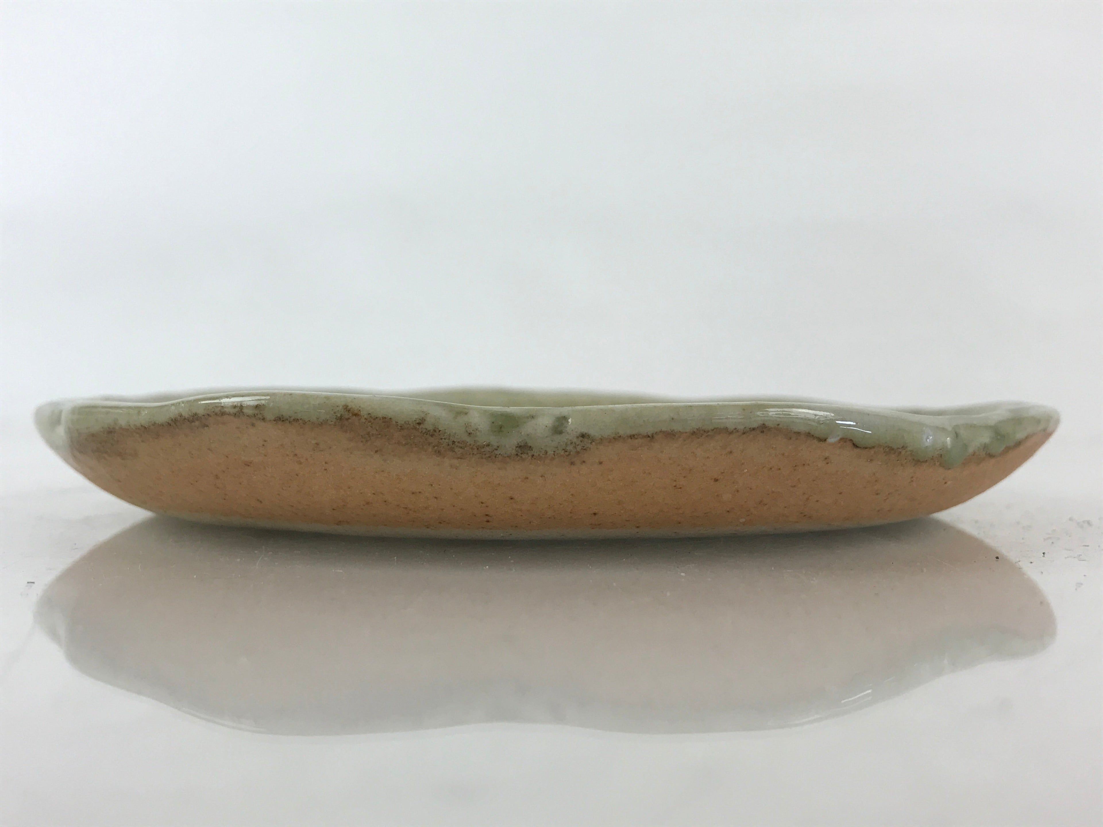Japanese Ceramic Small Plate Vtg Round Pottery Yakimono Green Glaze Kozara PY259