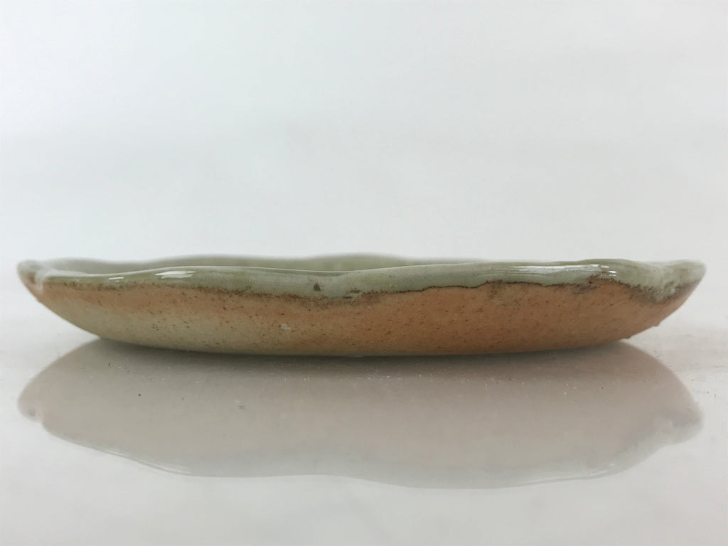 Japanese Ceramic Small Plate Vtg Round Pottery Yakimono Green Glaze Kozara PY259